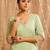 Green embroidered cotton kurta set