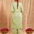Green embroidered cotton kurta set