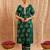 Dark green embroidered cotton kurta set