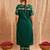 Dark green embroidered cotton kurta set