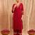 Maroon embroidered cotton kurta set