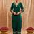 Dark green embroidered cotton kurta set