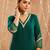 Dark green embroidered cotton kurta set