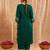 Dark green embroidered cotton kurta set
