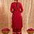 Maroon embroidered cotton kurta set