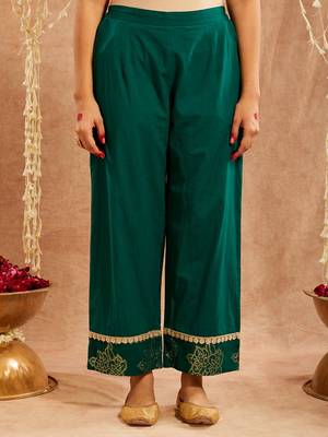 Dark green embroidered cotton kurta set 4