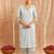 Light blue embroidered cotton kurta set