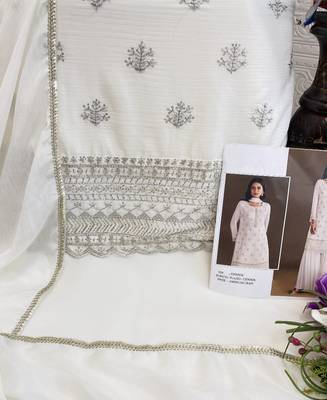 new georgette white palazzo suit with hand work finish 4