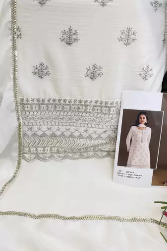 new georgette white palazzo suit with hand work finish