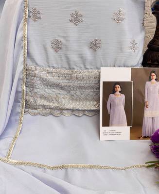 new georgette grey palazzo suit with hand work finish 3