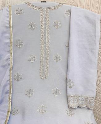 new georgette grey palazzo suit with hand work finish 5