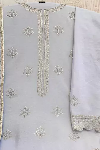 new georgette grey palazzo suit with hand work finish