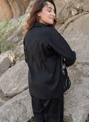  Embroidery Collar Neck Shirt With Trousers Co-Ords 2