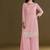 new georgette baby pink palazzo suit with hand work finish