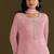 new georgette baby pink palazzo suit with hand work finish