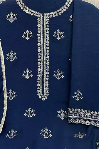 new georgette blue palazzo suit with hand work finish