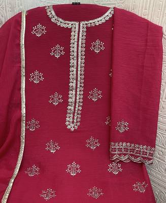 new georgette pink palazzo suit with hand work finish 3