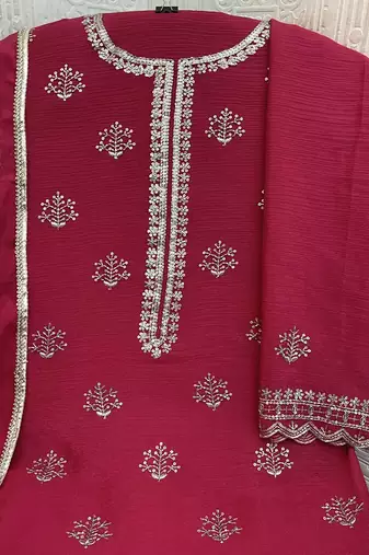 new georgette pink palazzo suit with hand work finish