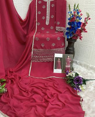 new georgette pink palazzo suit with hand work finish 4
