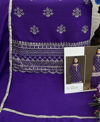 new georgette purple palazzo suit with hand work finish 3