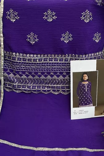 new georgette purple palazzo suit with hand work finish