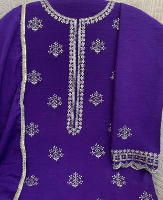 new georgette purple palazzo suit with hand work finish 4