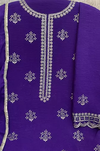 new georgette purple palazzo suit with hand work finish