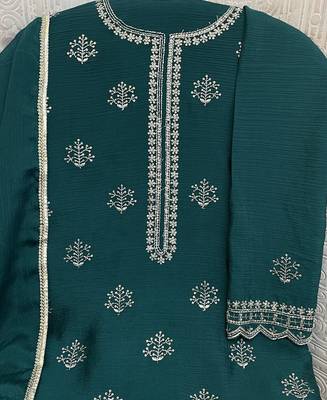 new georgette green palazzo suit with hand work finish 4