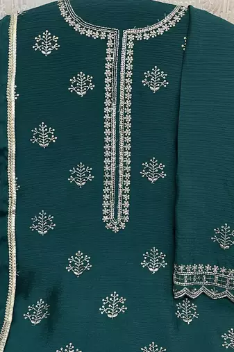 new georgette green palazzo suit with hand work finish