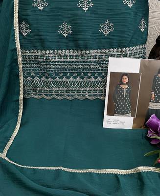new georgette green palazzo suit with hand work finish 5