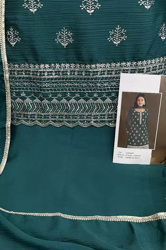 new georgette green palazzo suit with hand work finish