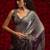 Grey color hand work fendy silk two tone fancy saree with blouse piece