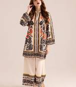  Printed Pure Cotton V Neck Tunic With Trousers Co-Ords Set