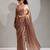 Peach color hand work satin georgette with foil hand work saree with blouse