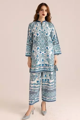 Aaysa Floral Printed Pure Cotton Tunic With Trousers Co-Ords