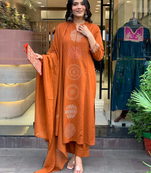  Women Ethnic Motifs Embroidered Cotton Kurta with Trousers & Dupatta