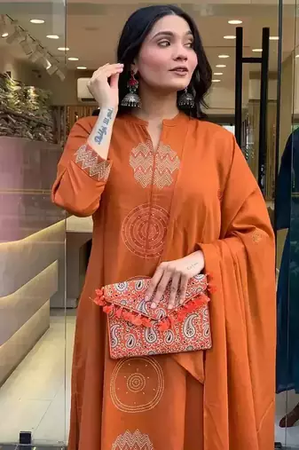  Women Ethnic Motifs Embroidered Cotton Kurta with Trousers & Dupatta