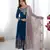  Blue Elegant Embroidered Sequence Designer Anarkali Three Piece Set 