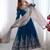  Blue Elegant Embroidered Sequence Designer Anarkali Three Piece Set 