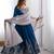  Blue Elegant Embroidered Sequence Designer Anarkali Three Piece Set 
