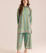  Floral Printed V Neck Pure Cotton Tunic With Trousers Co-Ords