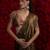Gold color hand work two tone fendy silk wedding saree with running gold digital print blouse