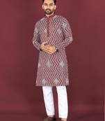 Unique embroidery cotton kurta for men's