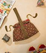 Red silk embroidered potli bag