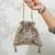 Grey velvet sequin embroidered potli bag