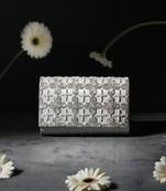 Grey silk sequin embroidered clutch