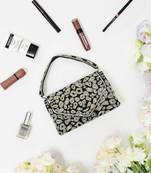 Black velvet beads embroidered clutch