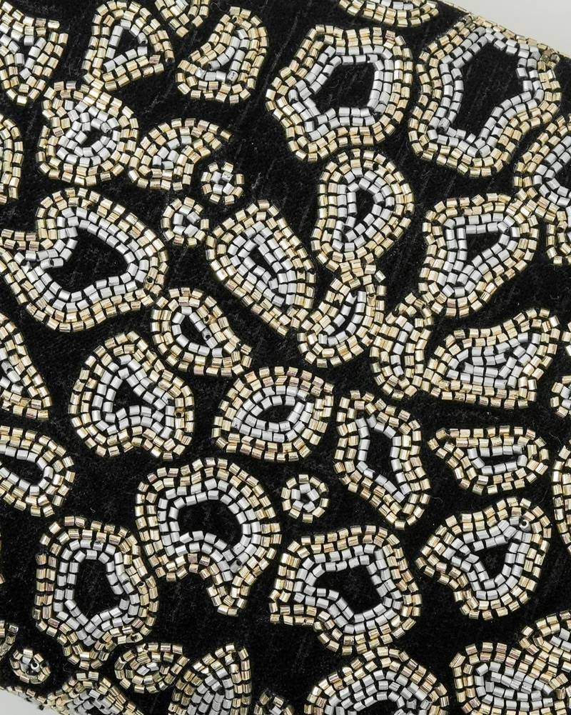 Black velvet beads embroidered clutch