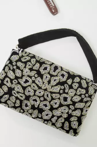 black velvet beads embroidered handheld clutch
