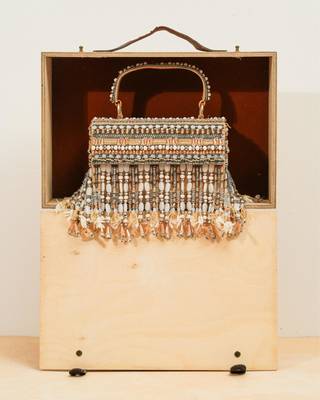multicolor silk handheld clutch with beads work 1